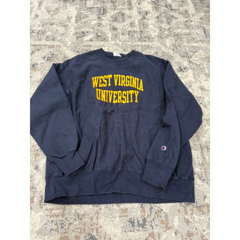 Champion Reverse Weave West Virginia University Sweatshirt Navy Blue XL 1717